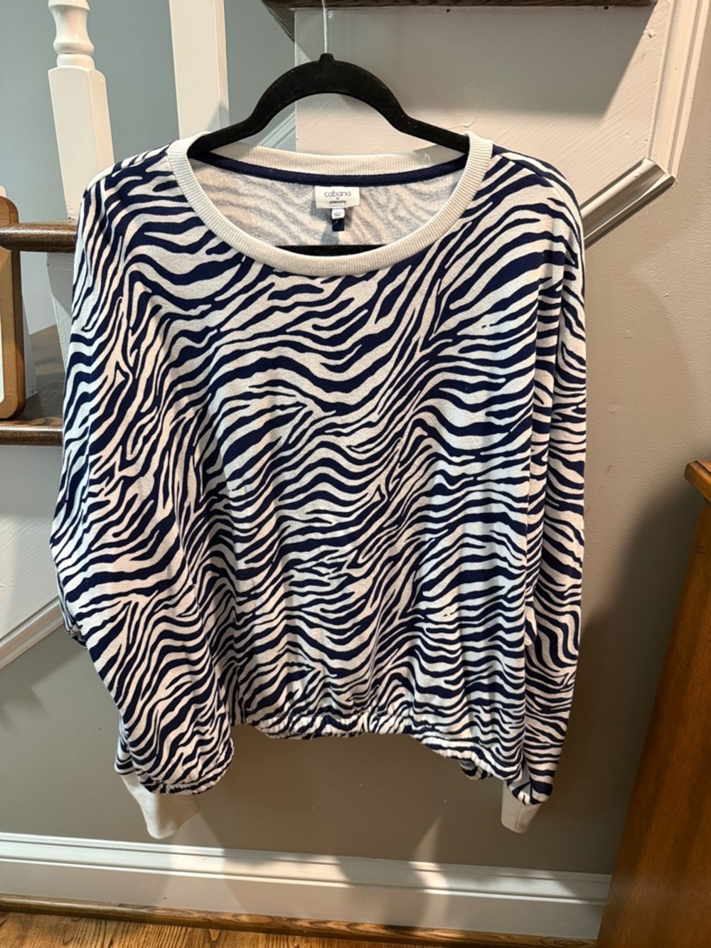 Cabana by Crown and Ivy Navy and White Zebra Print Women’s Top